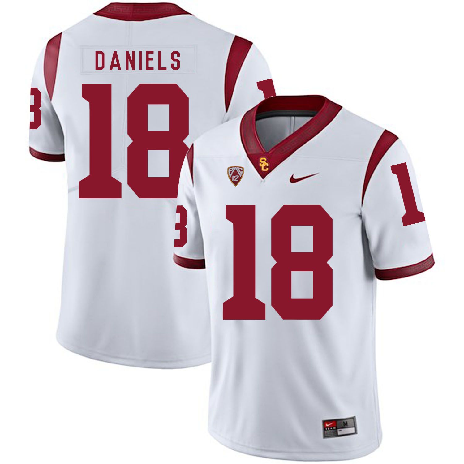Men USC Trojans #18 Daniels White Customized NCAA Jerseys->customized ncaa jersey->Custom Jersey